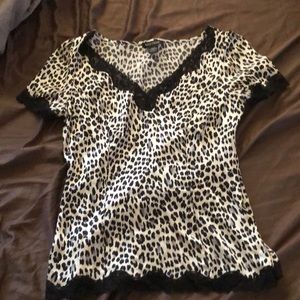 Dressy black and white silk top